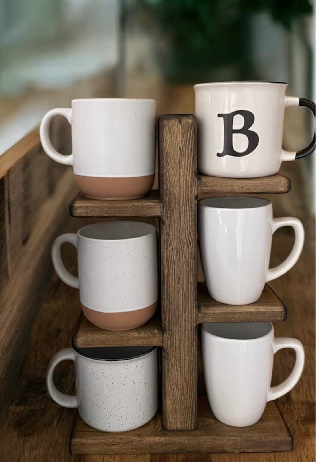 Cup Holder Stand / Wooden Mug Stand / Display Shelf / Tiered Cup Holder / Coffee Cup Stand Holder