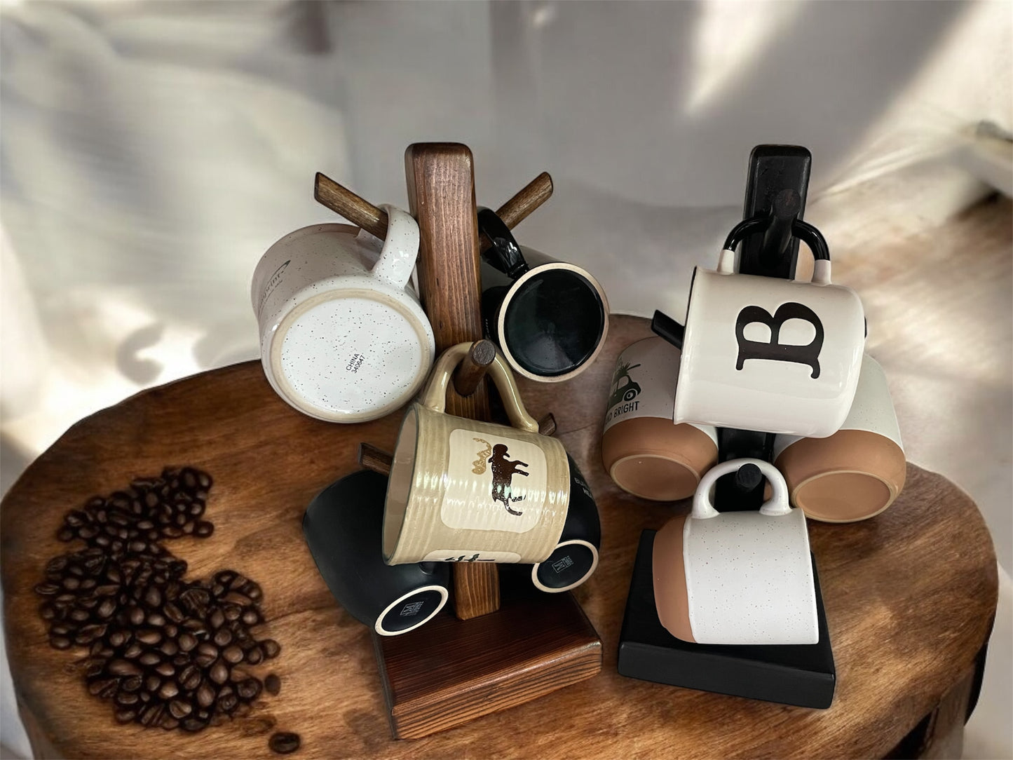 Coffee Cup Holder Stand / Wooden Mug Stand / Tree Cup Holder / Tiered Cup Holder / Coffee Cup Stand Holder