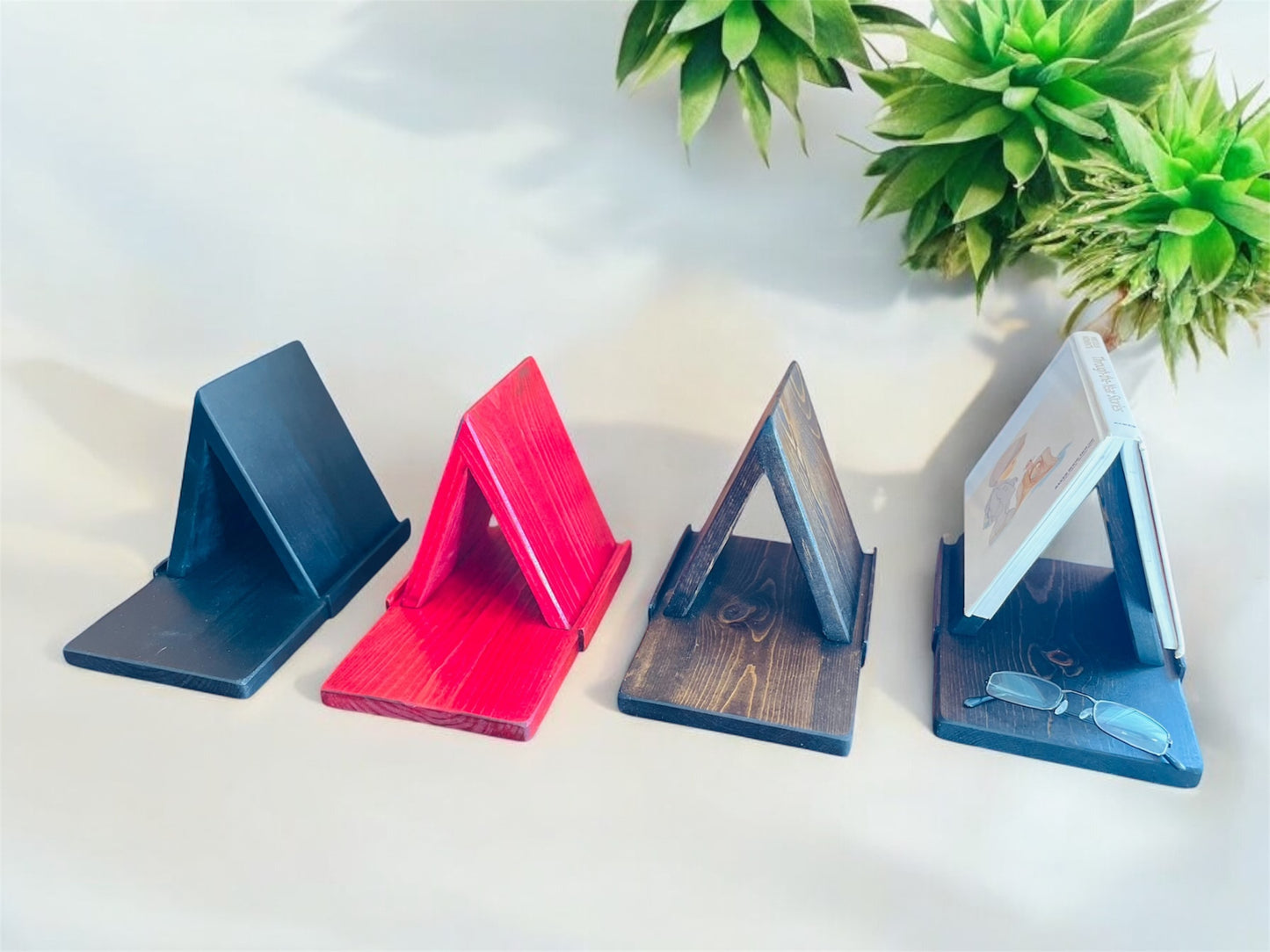 Wood Triangle Book Rest, Book Holder, Book Stand, iPad Stand, E-Reader Stand