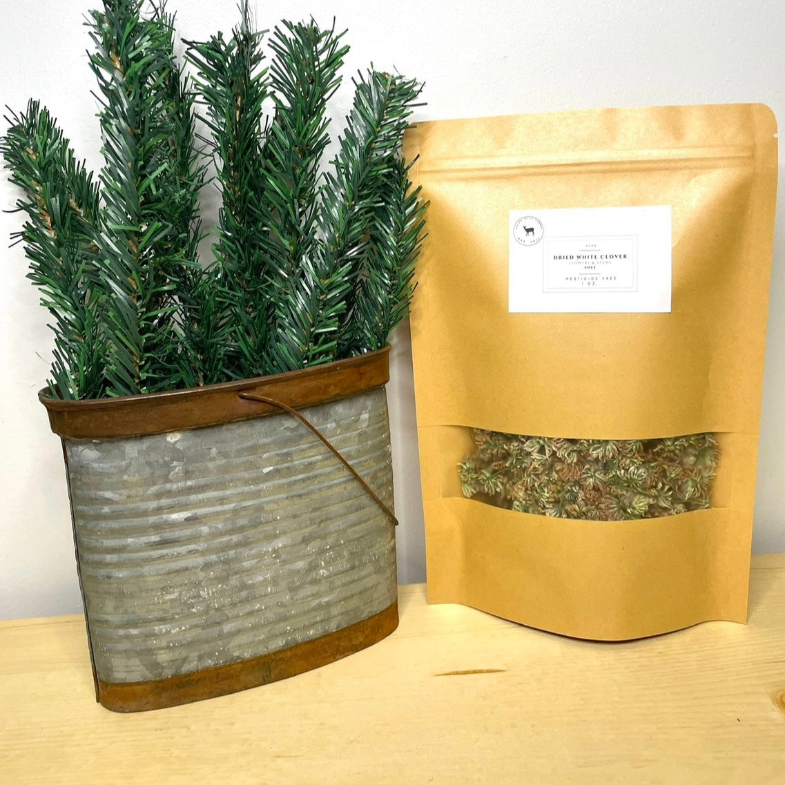 Organic Dried White Clover Flower/ Tea/ Meadow Harvested/ Mostly Buds