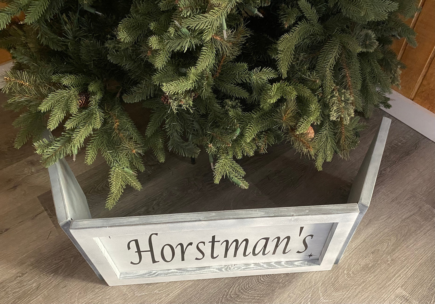 Christmas Tree Collar Holiday Box Collapsible Wood Rustic Farmhouse Decorations Xmas Skirt Custom or Personalized