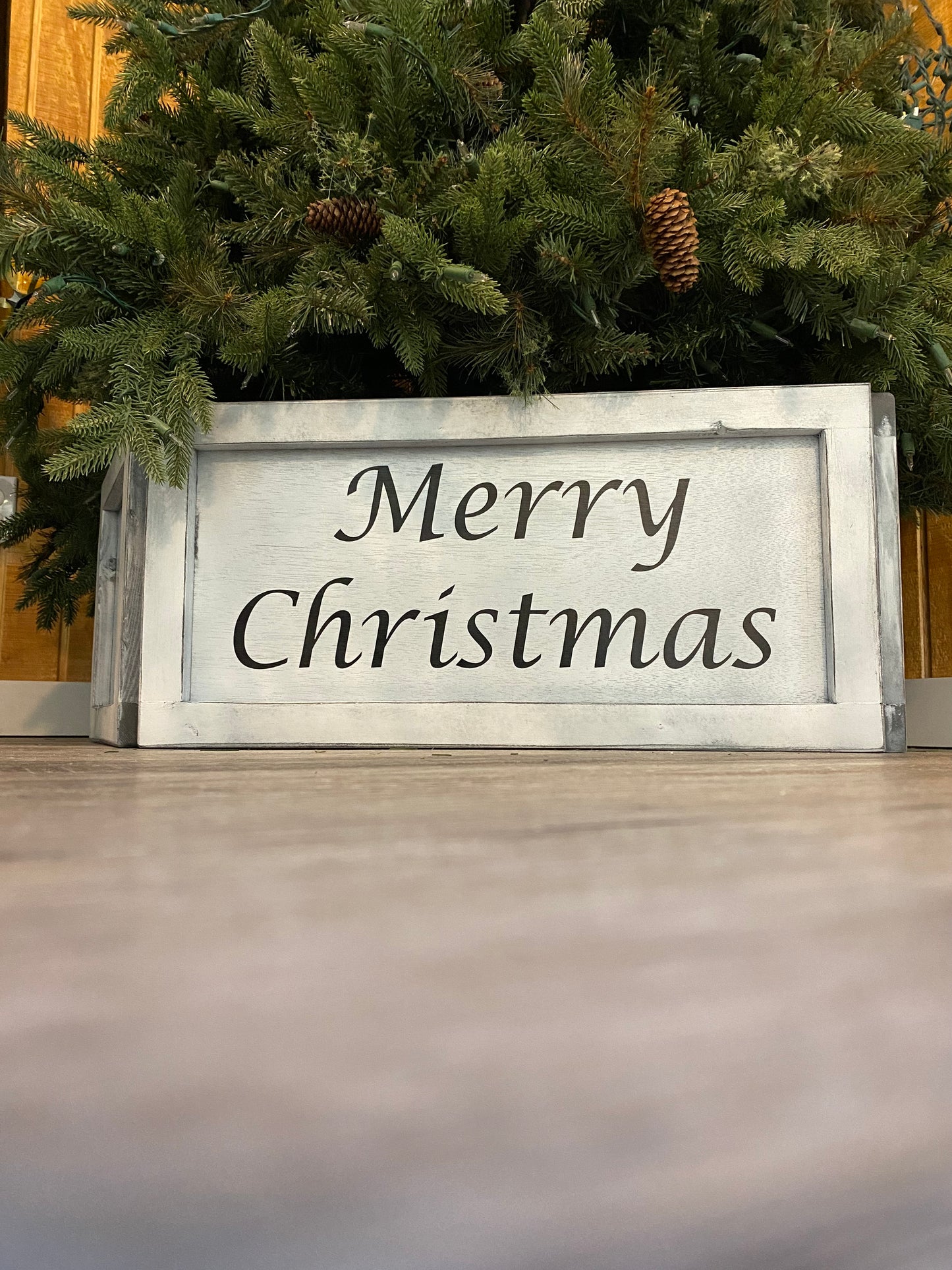Christmas Tree Collar Holiday Box Collapsible Wood Rustic Farmhouse Decorations Xmas Skirt Custom or Personalized