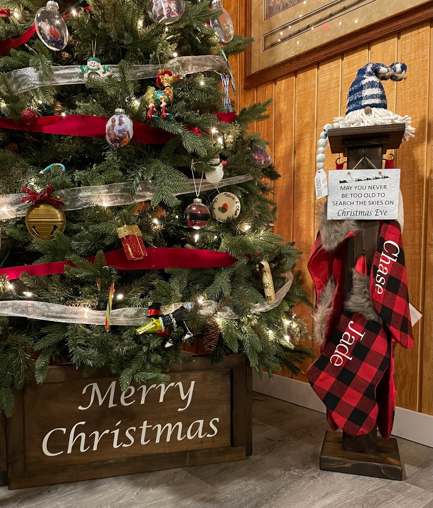 Christmas Tree Collar Holiday Box Collapsible Wood Rustic Farmhouse Decorations Xmas Skirt Custom or Personalized
