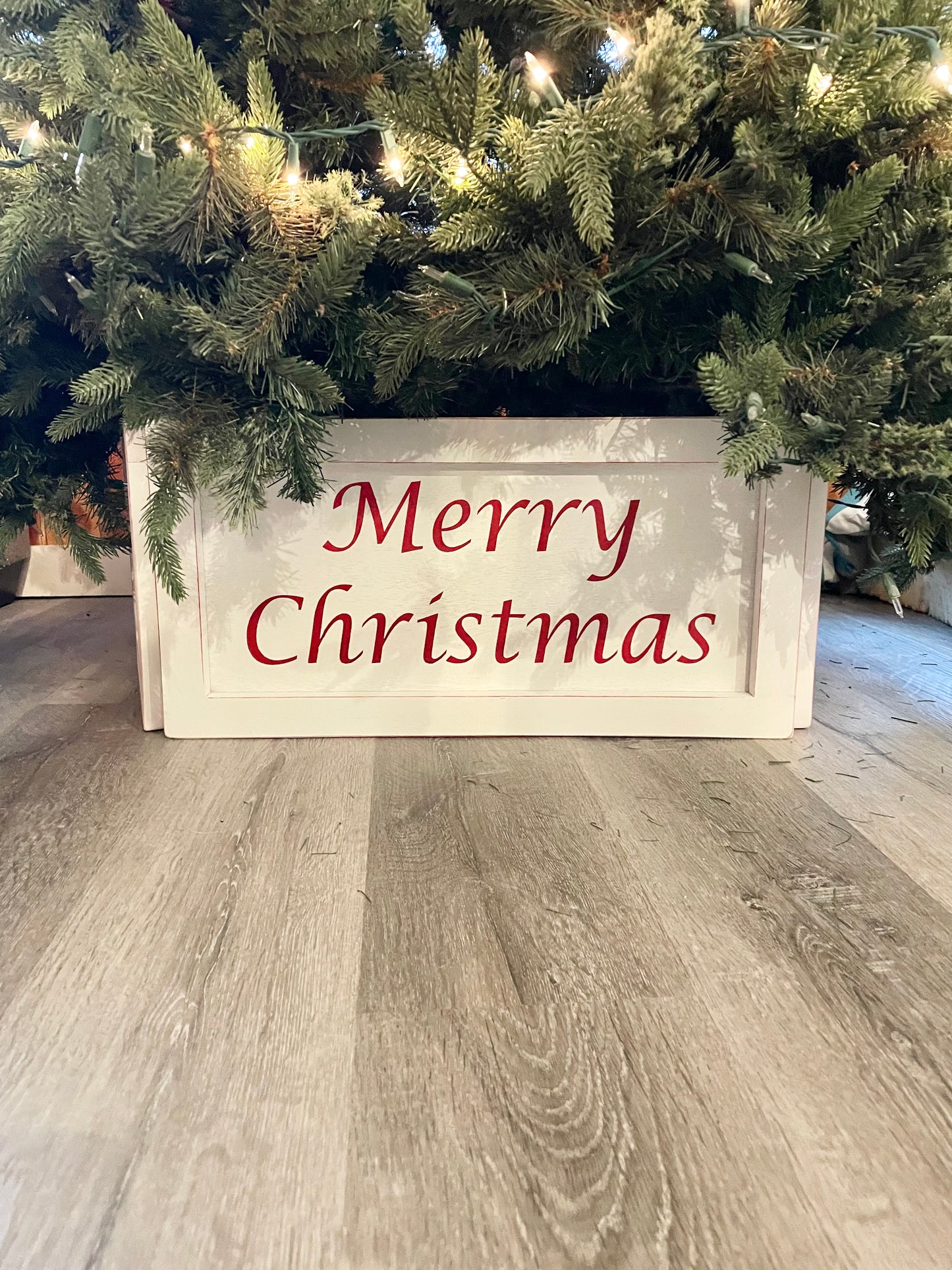 Christmas Tree Collar Holiday Box Collapsible Wood Rustic Farmhouse Decorations Xmas Skirt Custom or Personalized