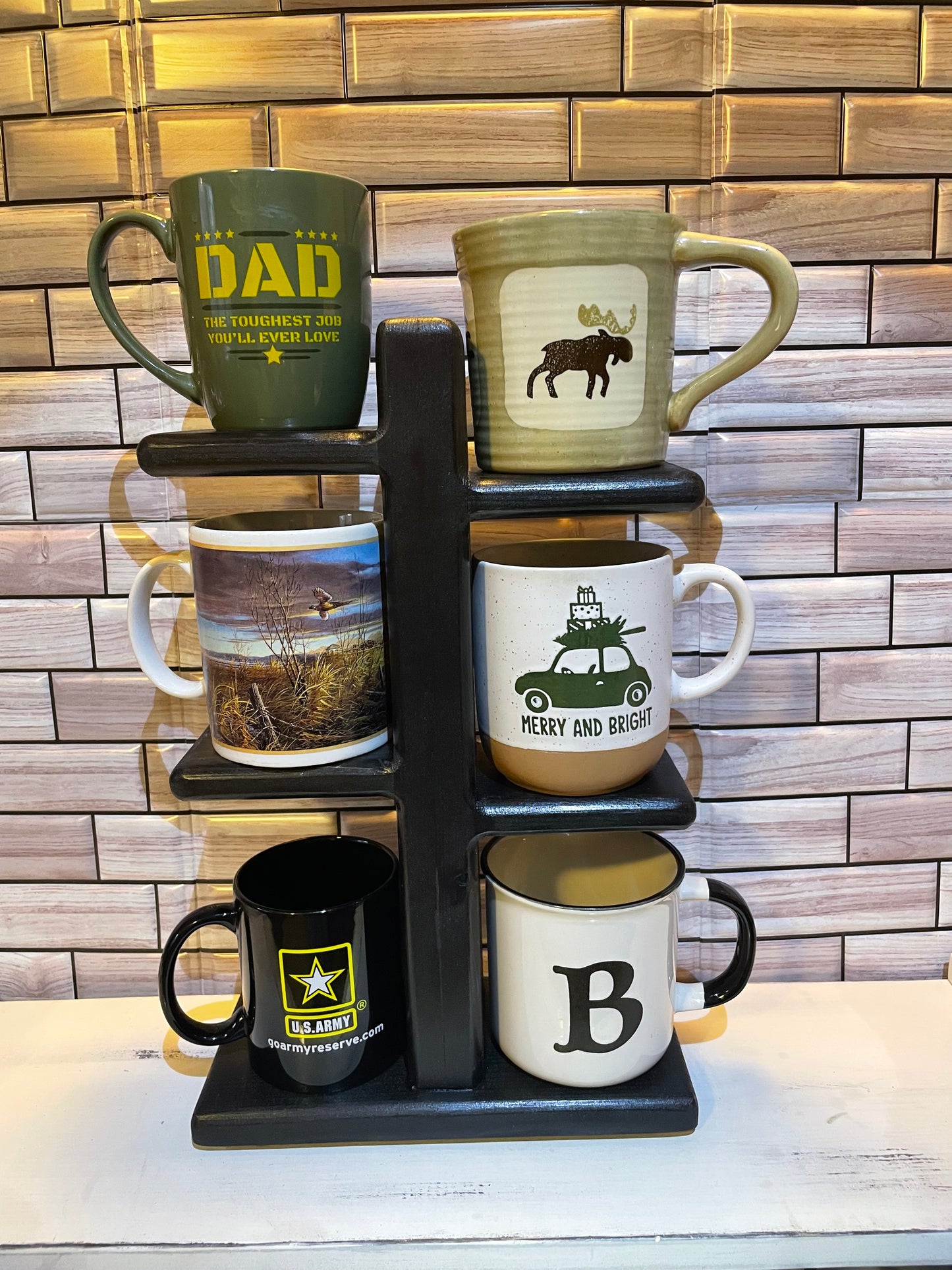 Cup Holder Stand / Wooden Mug Stand / Display Shelf / Tiered Cup Holder / Coffee Cup Stand Holder