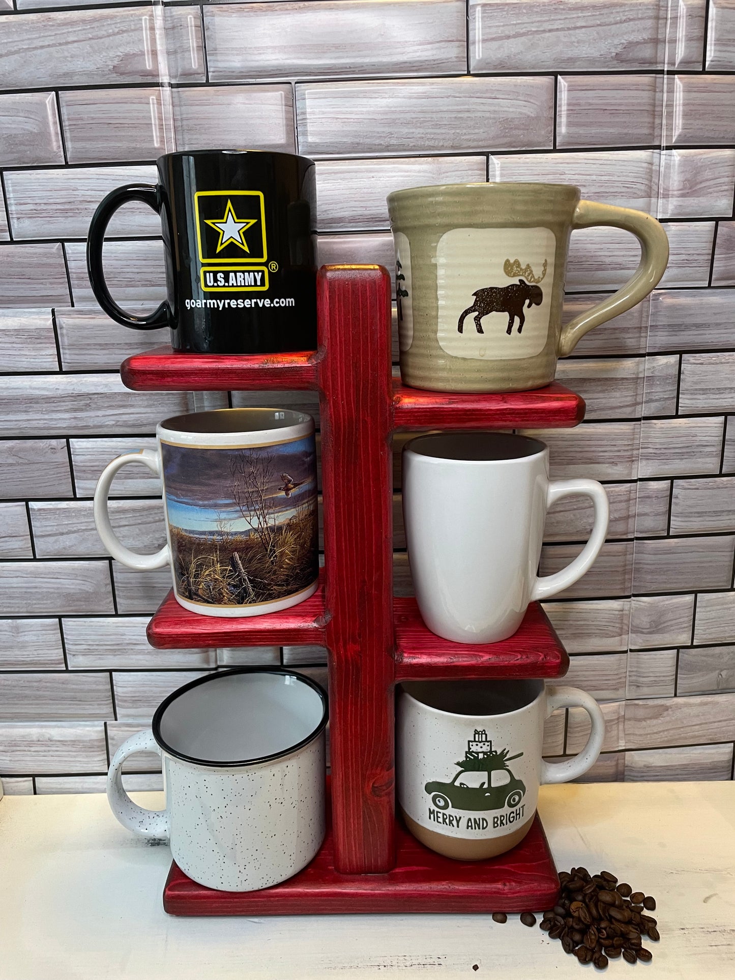 Cup Holder Stand / Wooden Mug Stand / Display Shelf / Tiered Cup Holder / Coffee Cup Stand Holder