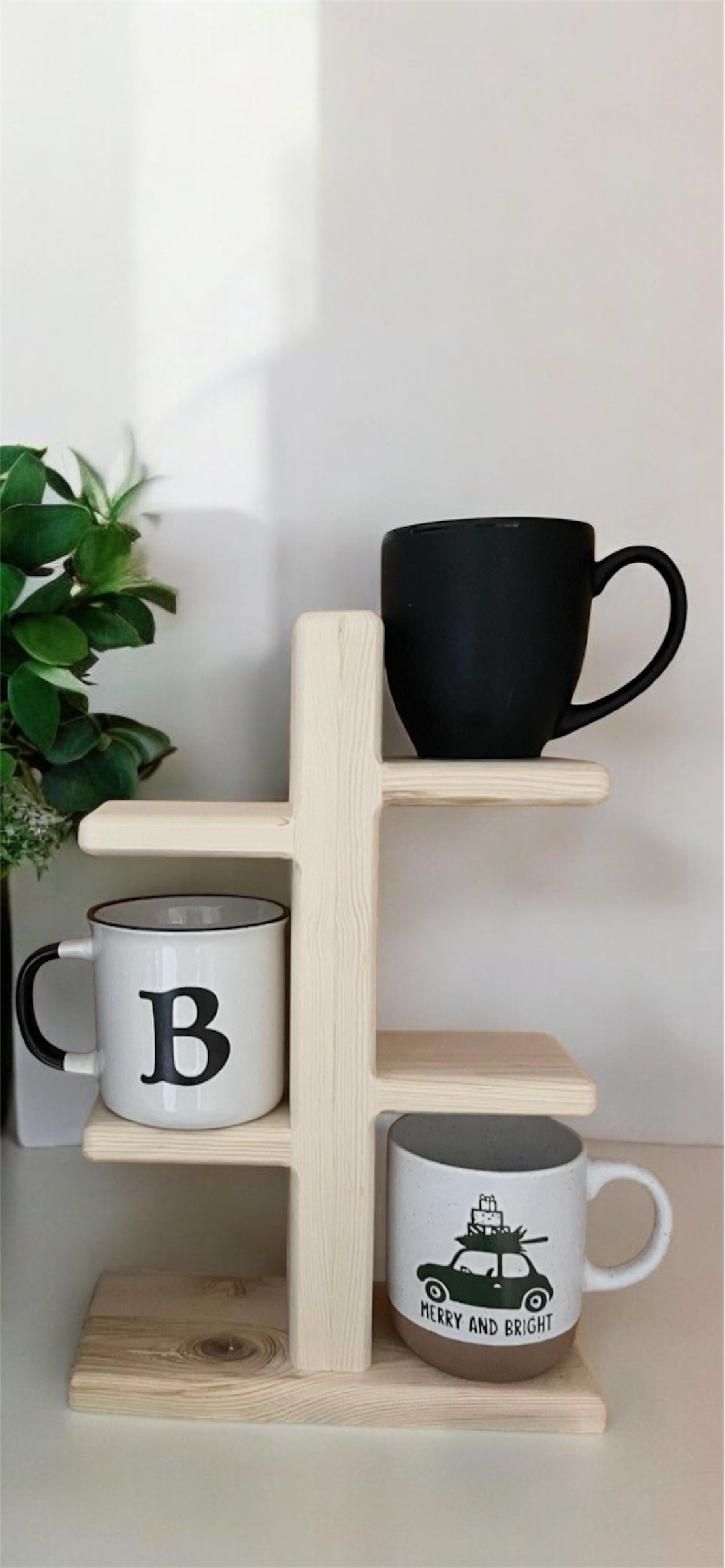 Cup Holder Stand / Wooden Mug Stand / Display Shelf / Tiered Cup Holder / Coffee Cup Stand Holder
