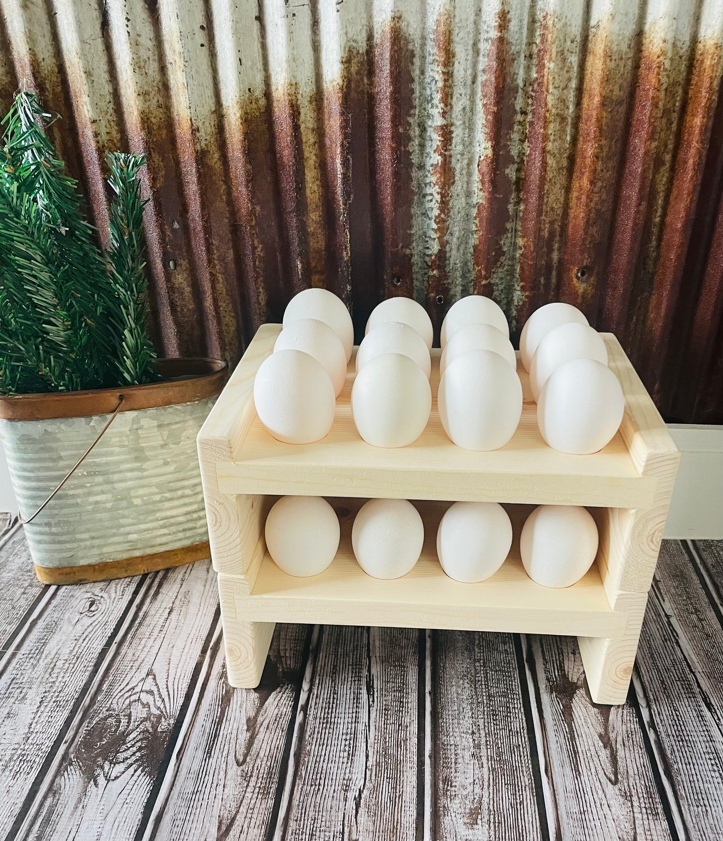 Farmhouse Stackable Wood Egg Holder l Fresh Egg Storage l Wooden Egg Holder l Wooden Egg Rack l Wood Egg Carton l Egg Tray