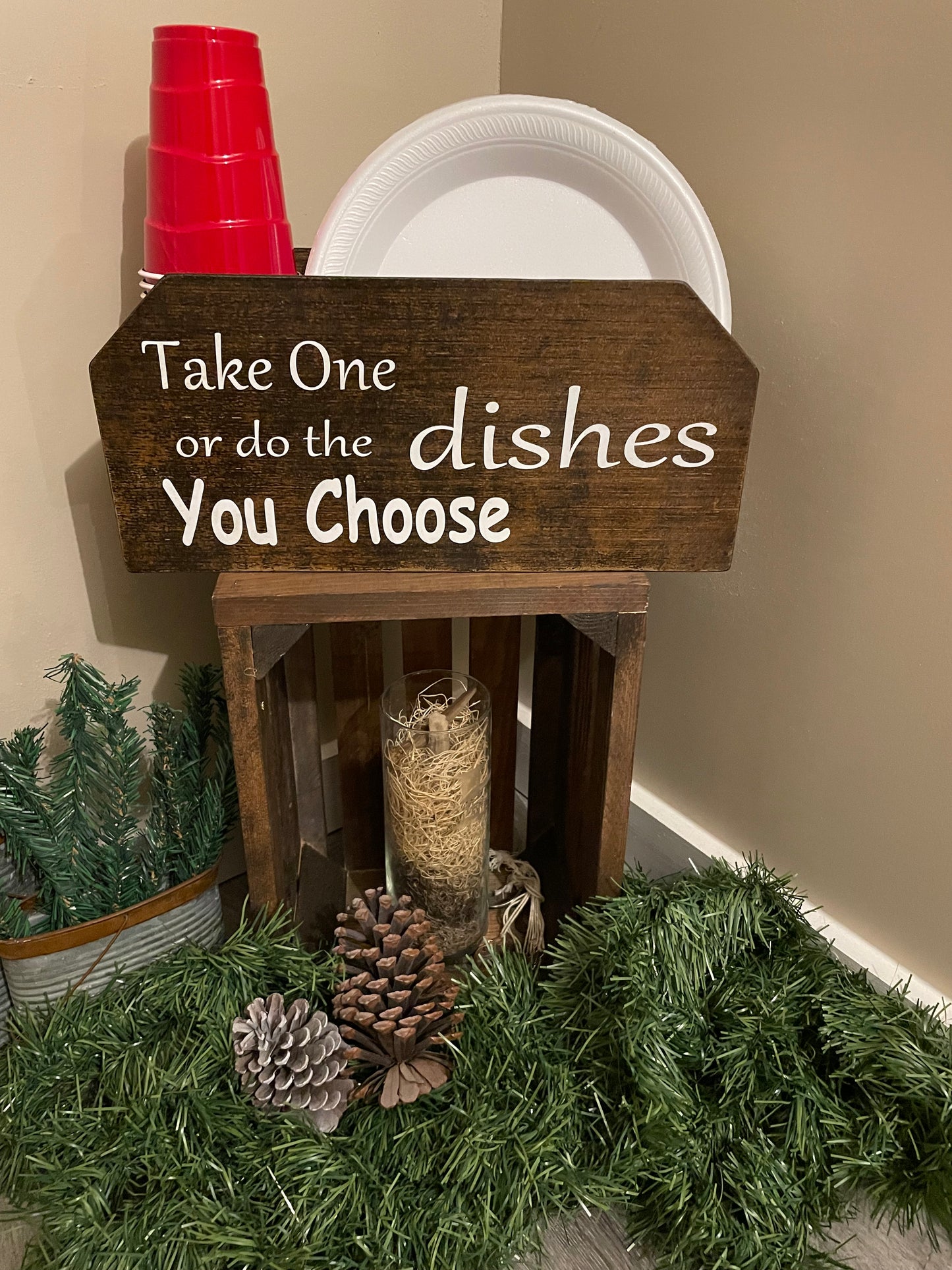 Kitchen Paper Plate Holder - Wood Kitchen Organizer