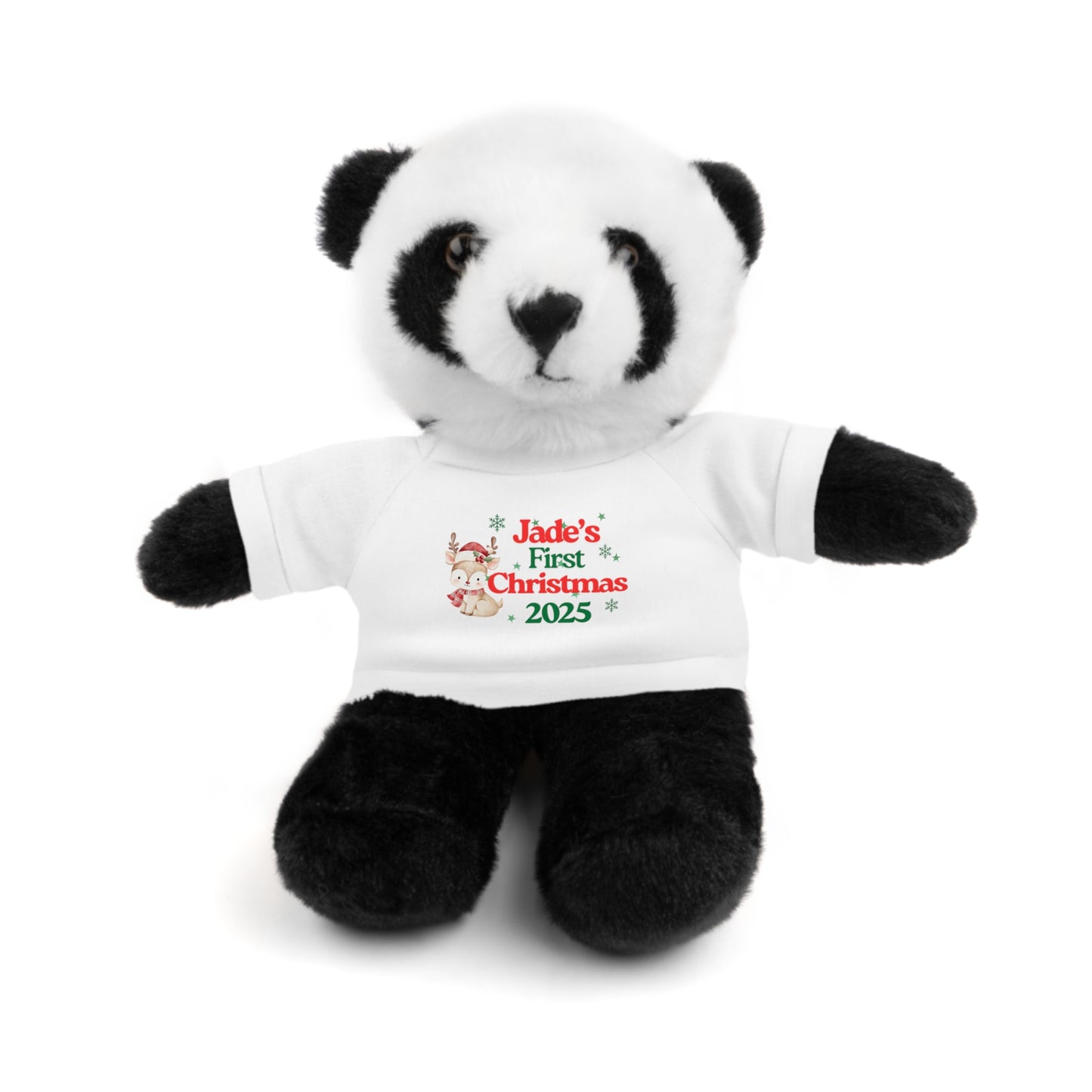 Personalize Christmas Teddy Bear Lion Bunny Panda Lamb  Stuffed Animal with Tee Baby's First Christmas