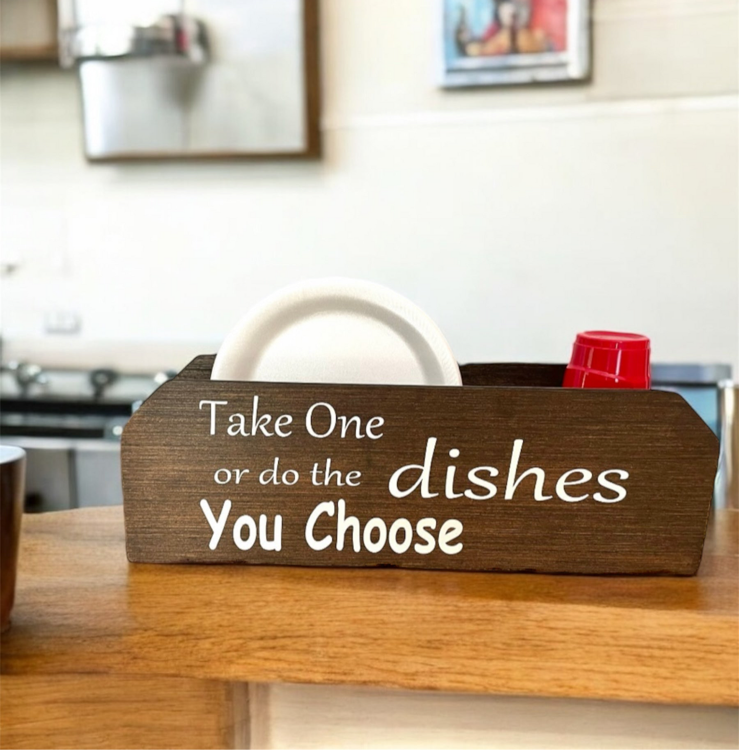 Kitchen Paper Plate Holder - Wood Kitchen Organizer