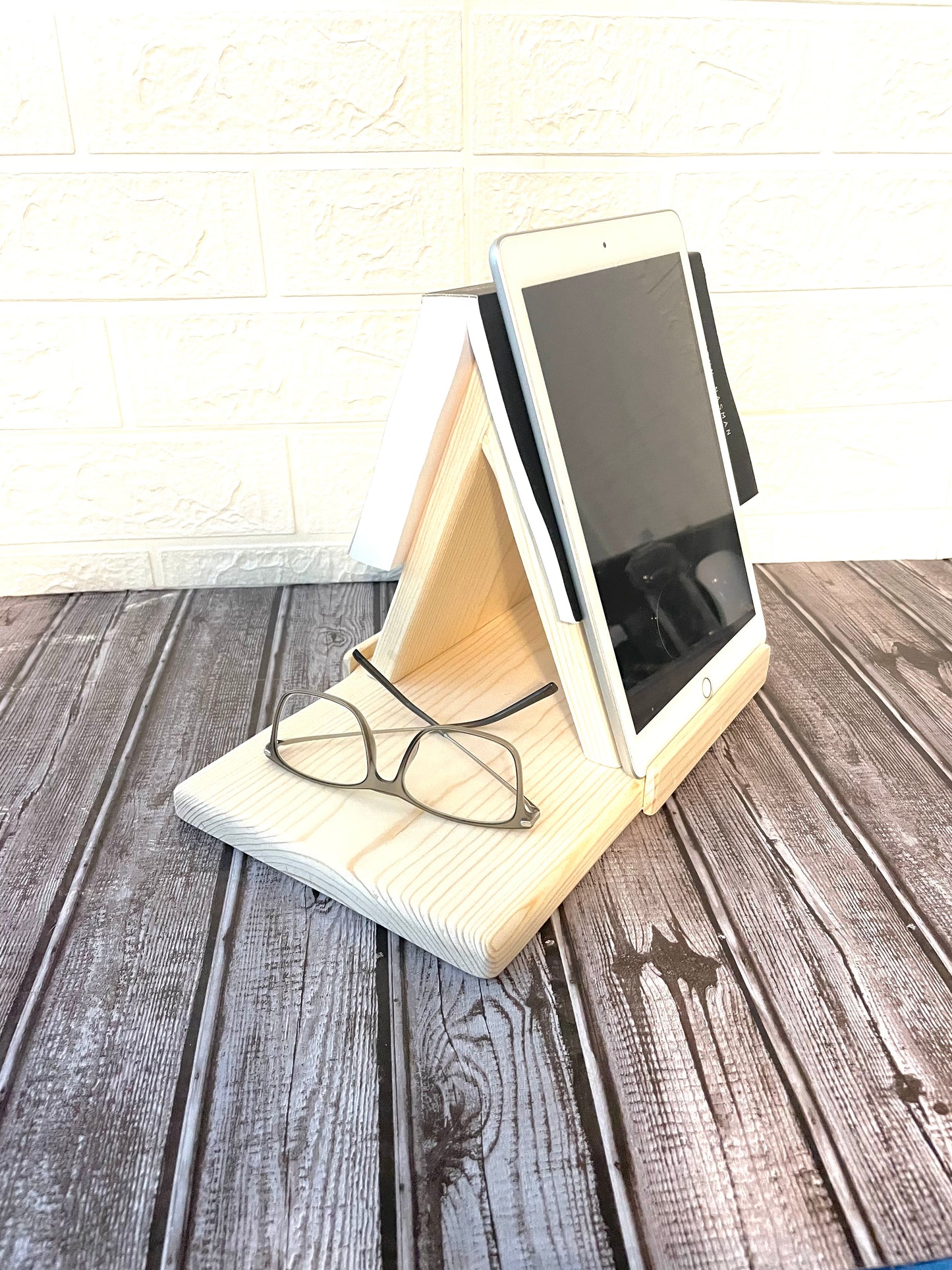 Wood Triangle Book Rest, Book Holder, Book Stand, iPad Stand, E-Reader Stand