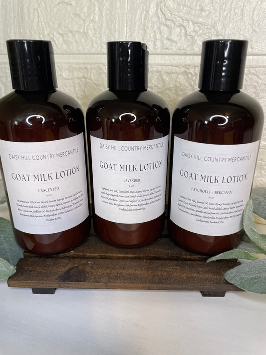 8 oz Handmade Goat Milk Lotion Scented Lotion, Unscented Goats Milk Lotion, Lavender lotion, Body lotion Hand cream Patchouli & Bergamot Lotion