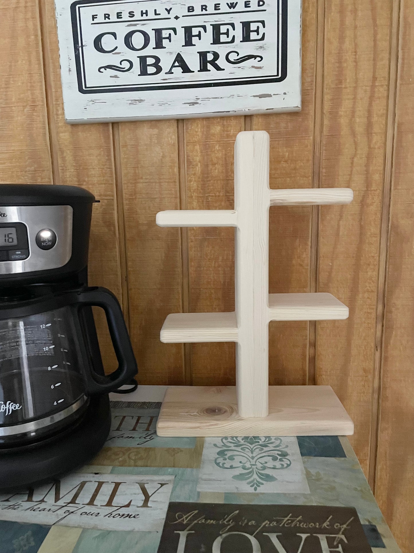 Cup Holder Stand / Wooden Mug Stand / Display Shelf / Tiered Cup Holder / Coffee Cup Stand Holder