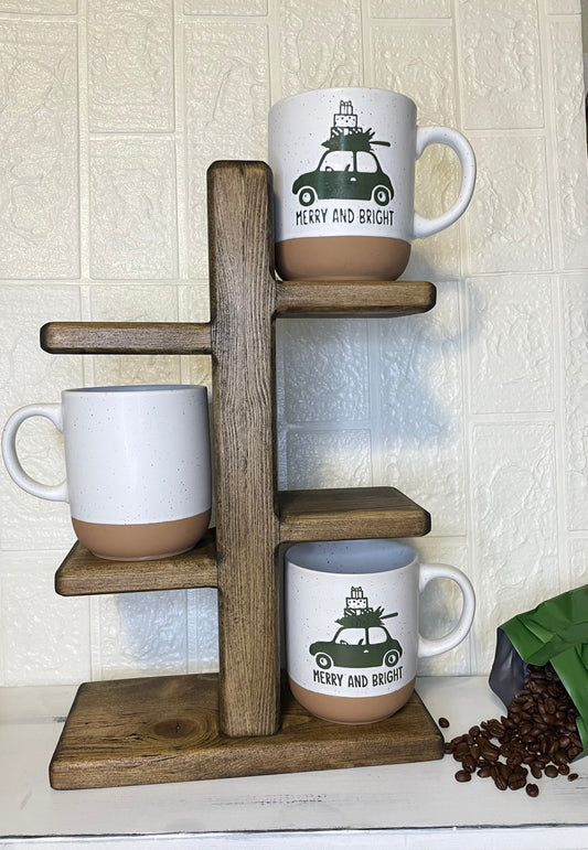 Cup Holder Stand / Wooden Mug Stand / Display Shelf / Tiered Cup Holder / Coffee Cup Stand Holder