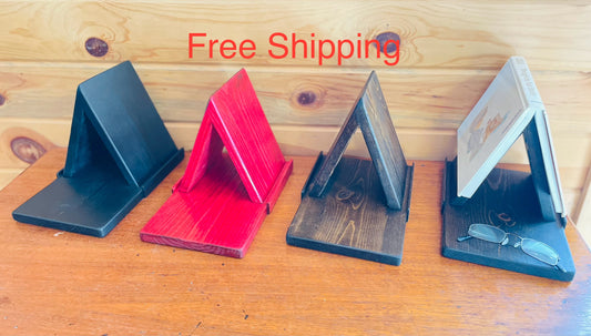 Wood Triangle Book Rest, Book Holder, Book Stand, iPad Stand, E-Reader Stand