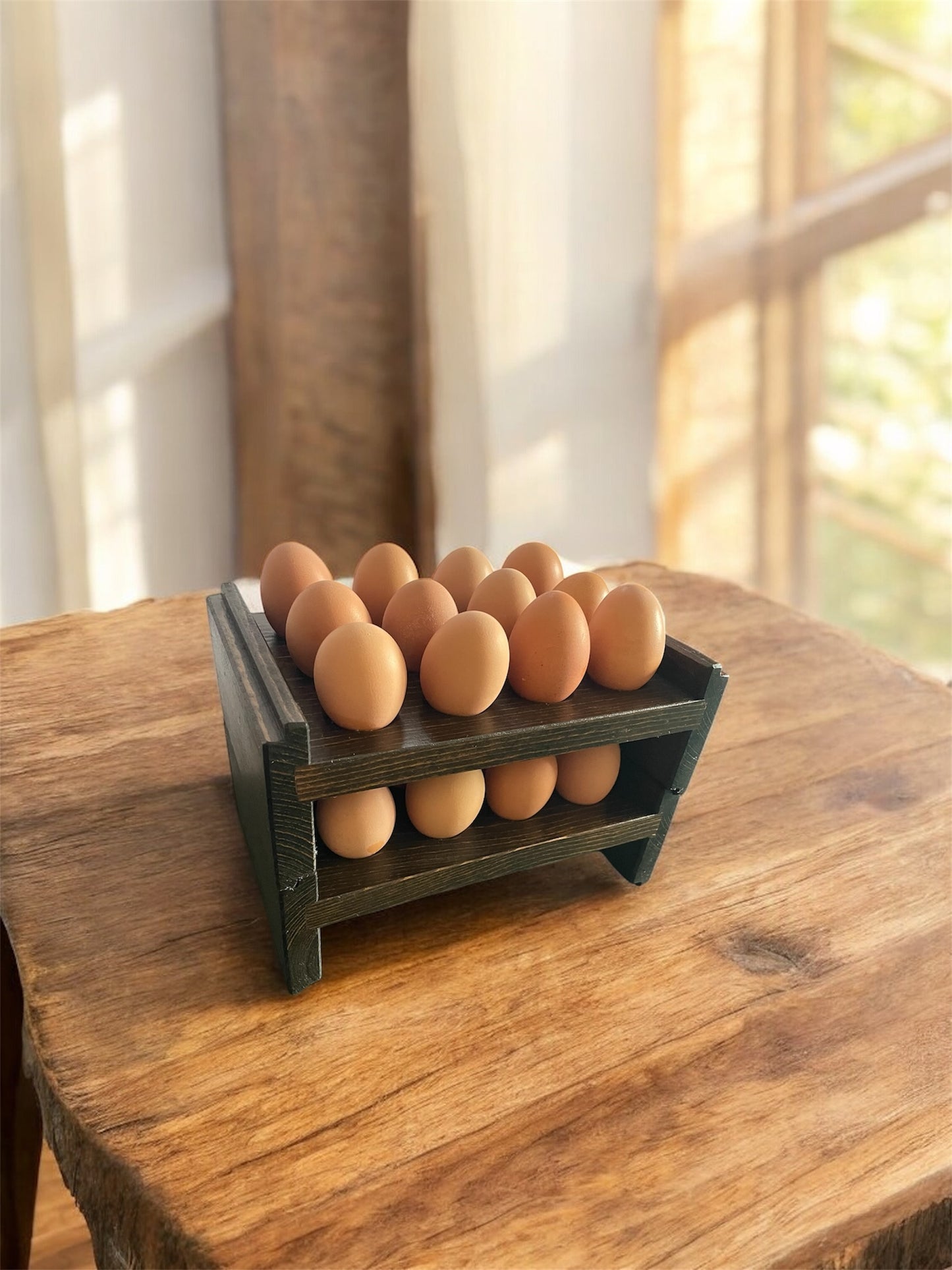 Farmhouse Stackable Wood Egg Holder l Fresh Egg Storage l Wooden Egg Holder l Wooden Egg Rack l Wood Egg Carton l Egg Tray