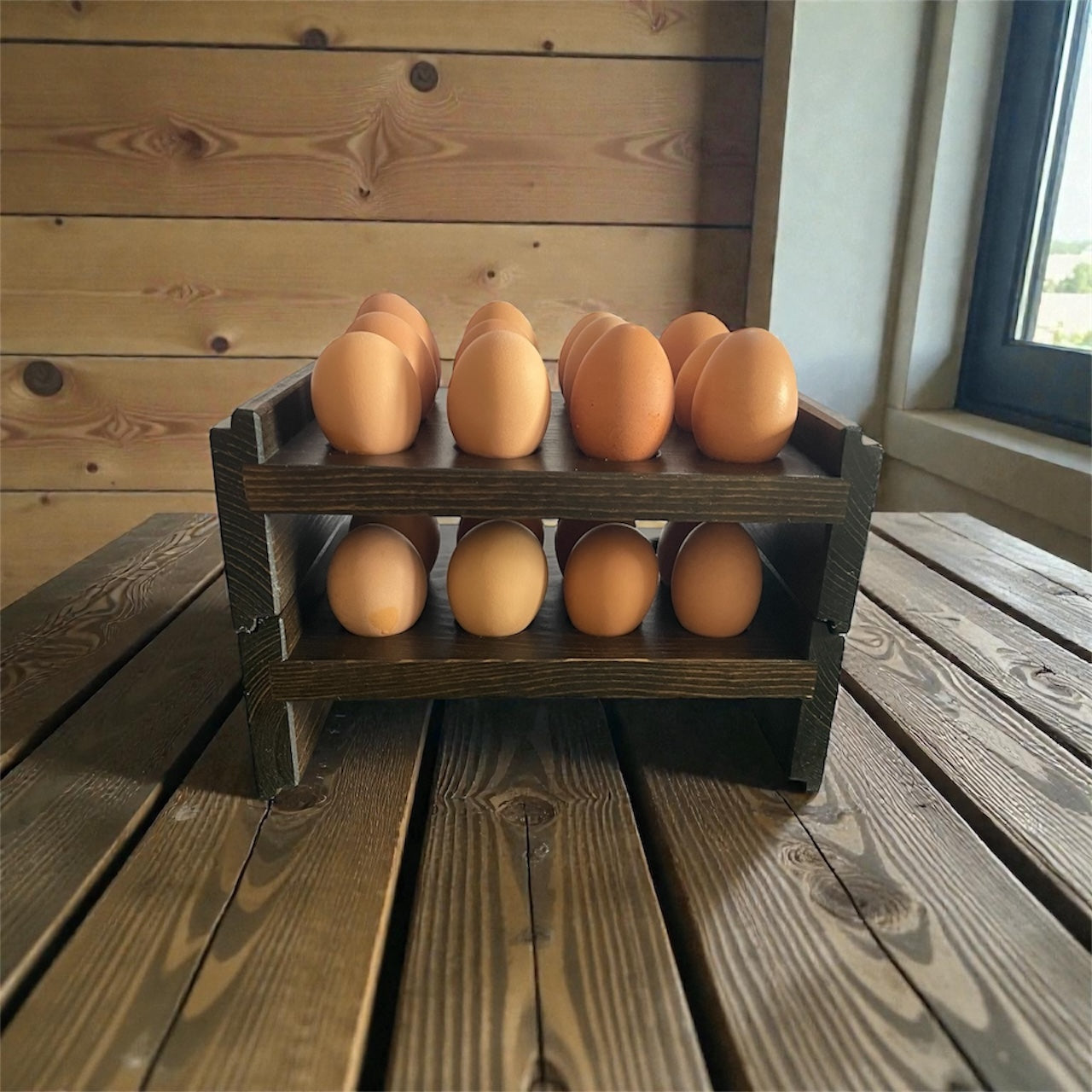 Farmhouse Stackable Wood Egg Holder l Fresh Egg Storage l Wooden Egg Holder l Wooden Egg Rack l Wood Egg Carton l Egg Tray