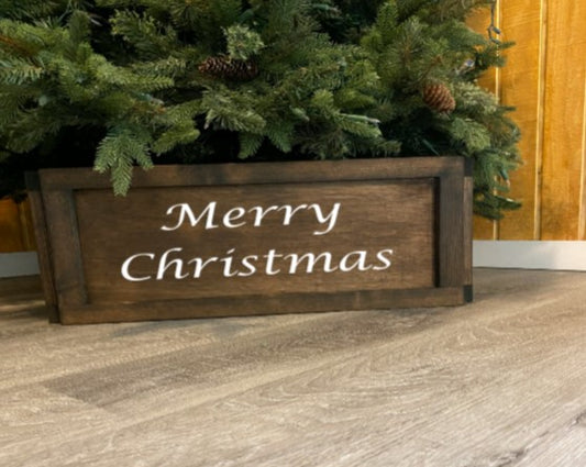 Christmas Tree Collar Holiday Box Collapsible Wood Rustic Farmhouse Decorations Xmas Skirt Custom or Personalized