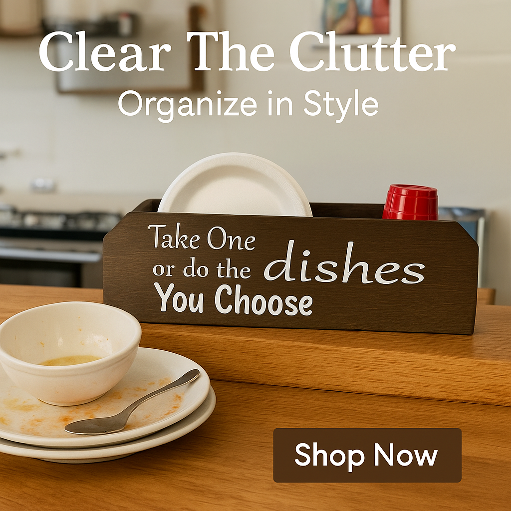 Kitchen Paper Plate Holder - Wood Kitchen Organizer