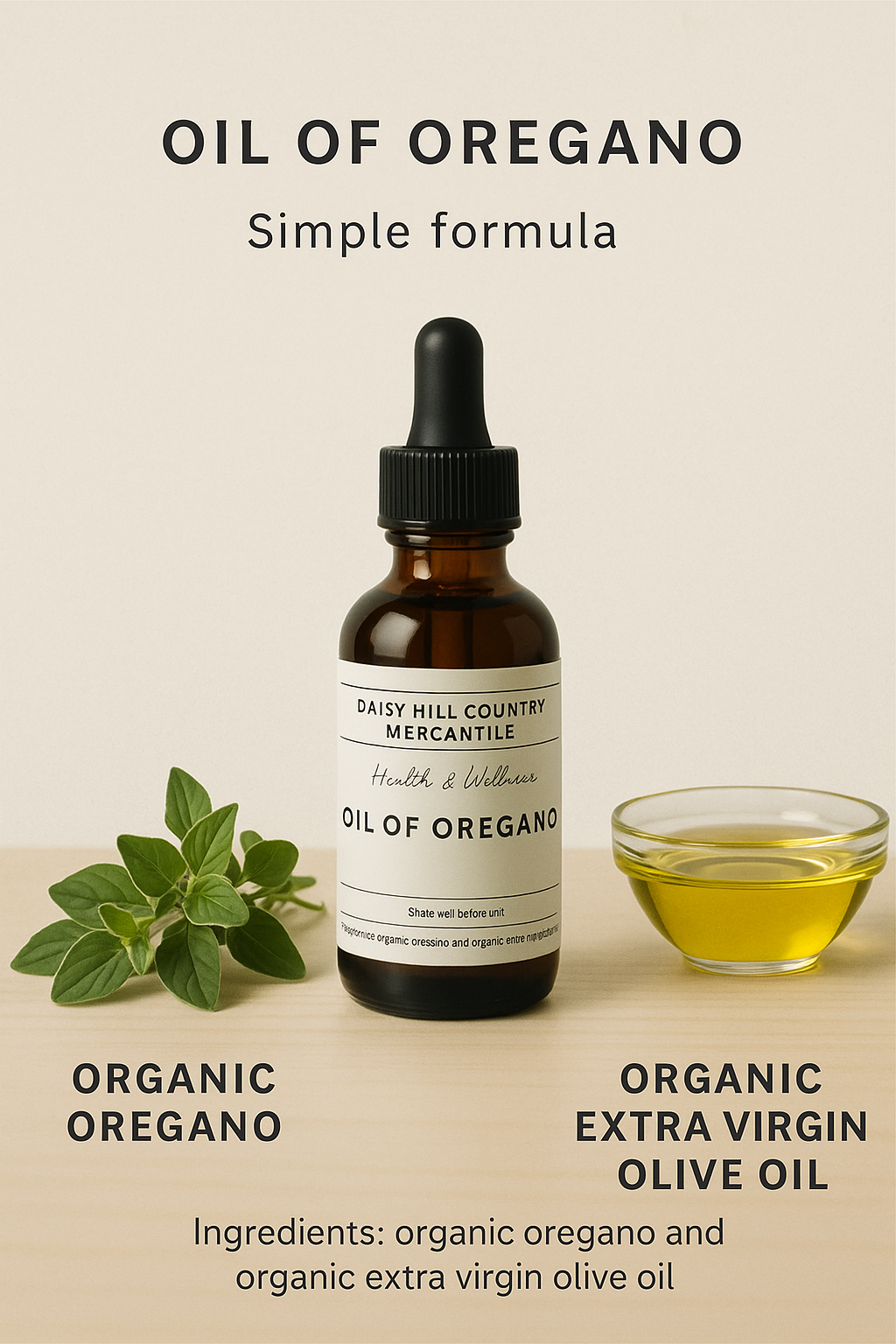 Oil of Oregano ~ Dried Oregano ~ Olive Oil~ 2oz.