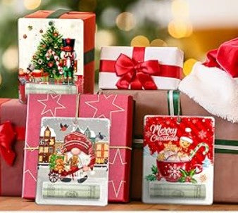 Vintage Christmas Money Holder: Santa, Snowman Gift Card Ornament