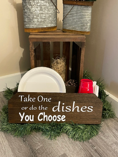 Farmhouse Kitchen Paper Plate Holder - Wood Kitchen Organizer